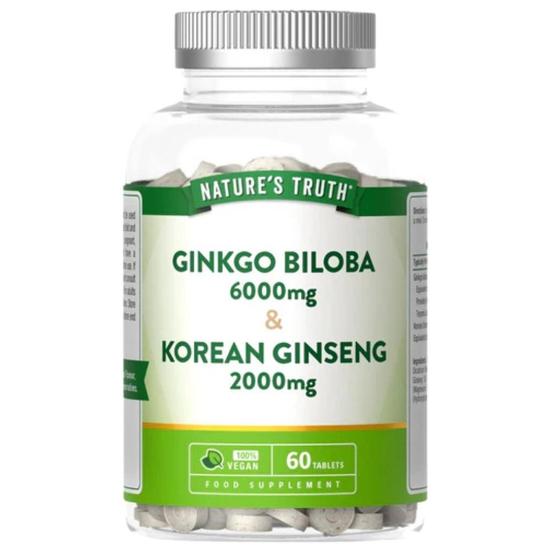 Nature's Truth Gingko Biloba & Korean Ginseng Tablets 60 Tablets