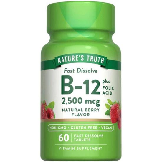Nature's Truth Vitamin B12 + Folic Acid Tablets 60 Tablets