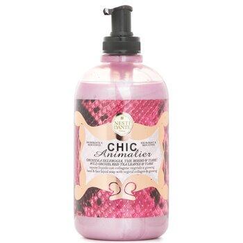 Nesti Dante Chic Animalier Hand & Face Liquid Soap With Vegetal Collagen & Ginseng Wild Orchid, Red Tea Leaves & Tiare