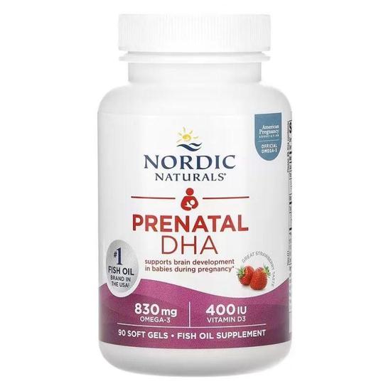 Nordic Naturals Prenatal DHA 830mg Omega-3 + 400iu D3 Strawberry Softgels 90 Softgels