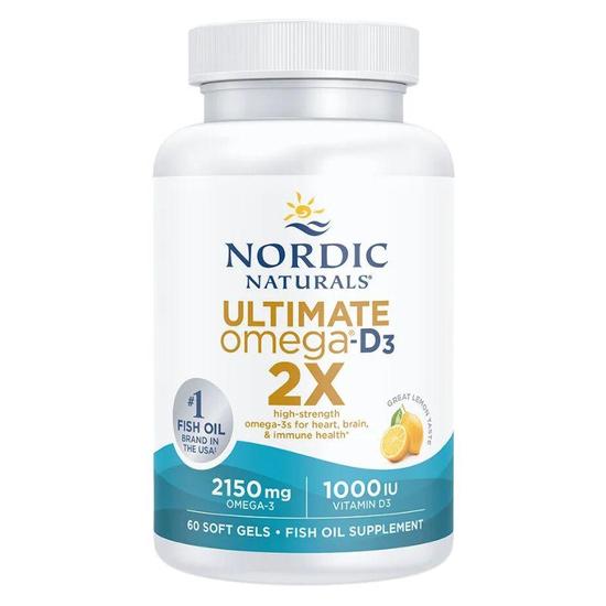 Nordic Naturals Ultimate Omega 2x With Vitamin D3 2150mg Lemon Softgels 60 Softgels