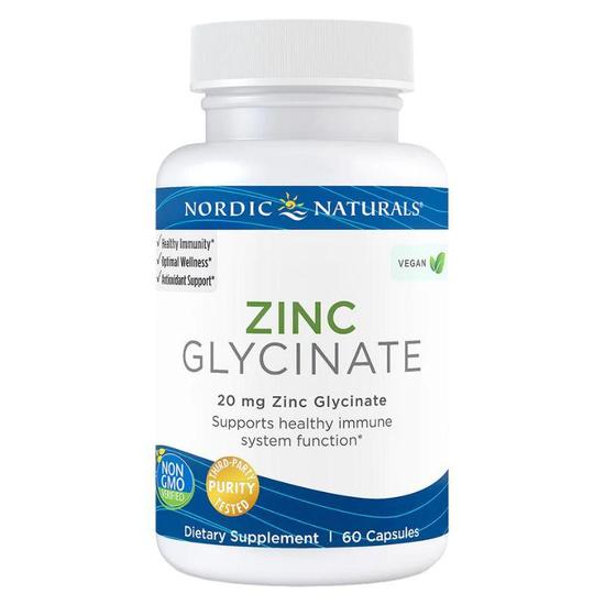 Nordic Naturals Zinc Glycinate 20mg Capsules 60 Capsules