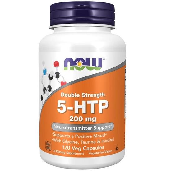 NOW Foods 5-HTP With Glycine Taurine & Inositol 200mg Capsules 120 Capsules