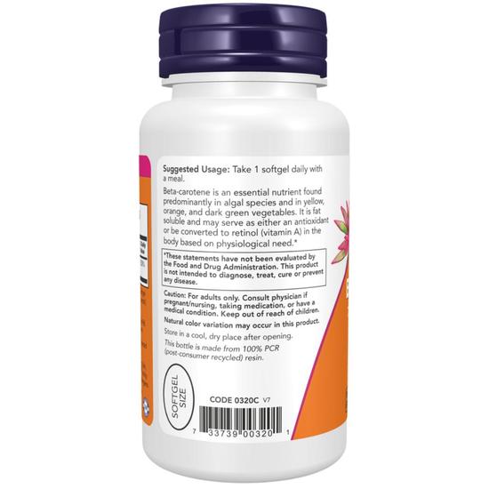 NOW Foods Beta Carotene Natural 25000iu Softgels 90 Softgels