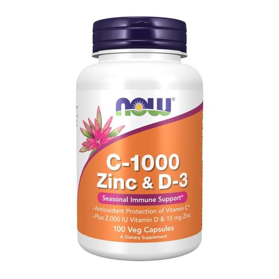 NOW Foods C-1000 Zinc & D-3 Capsules 100 Capsules