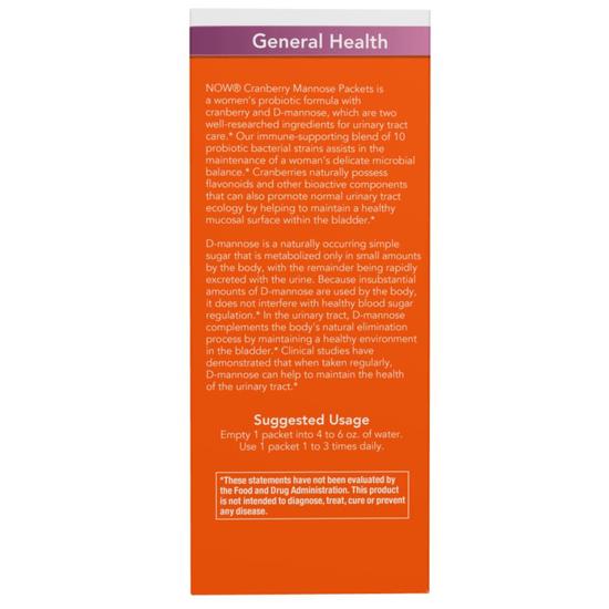 NOW Foods Cranberry Mannose + Probiotics Packets 24