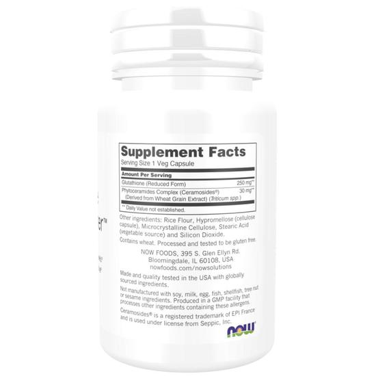 NOW Foods Glutathione Skin Brightener With Ceramosides Capsules 30 Capsules