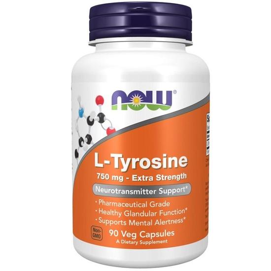 NOW Foods L-Tyrosine Extra Strength 750mg Capsules 90 Capsules