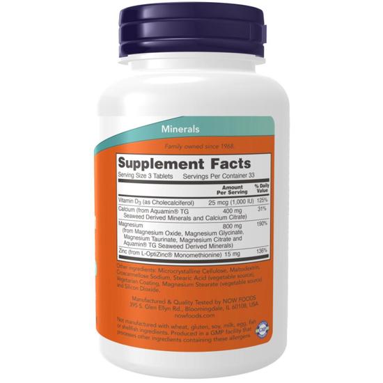 NOW Foods Magnesium & Calcium With Zinc & Vitamin D3 Tablets 100 Tablets