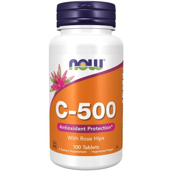 NOW Foods Vitamin C-500 With Rose Hips Tablets 100 Tablets