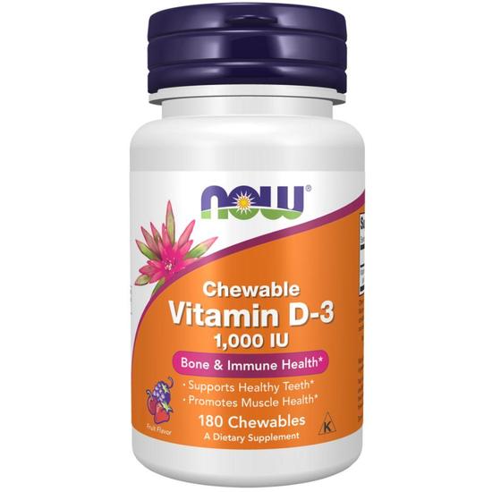 NOW Foods Vitamin D-3 1000iu Chewables 180 Chewables