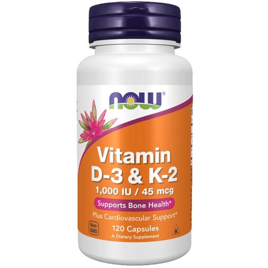 NOW Foods Vitamin D-3 & K-2 Capsules 120 Capsules