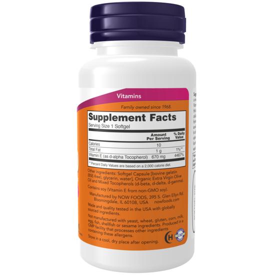 NOW Foods Vitamin E-1000 Natural Mixed Tocopherols Softgels