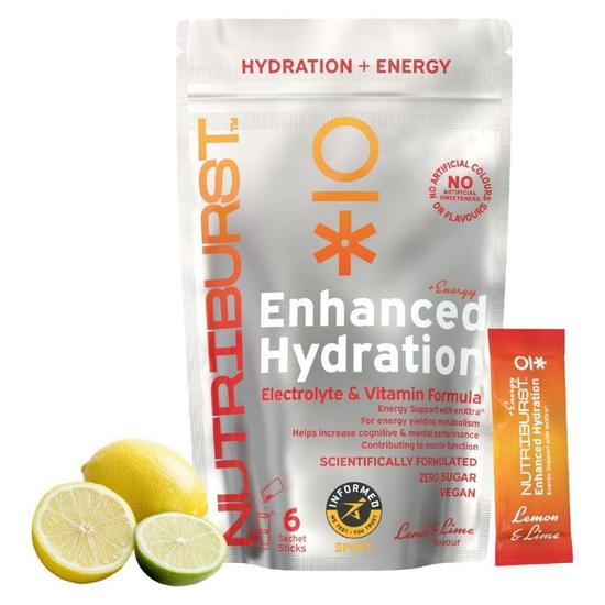 Nutriburst Enhanced Hydration + Energy Lemon/Lime Flavour Sachets 6 Sachets