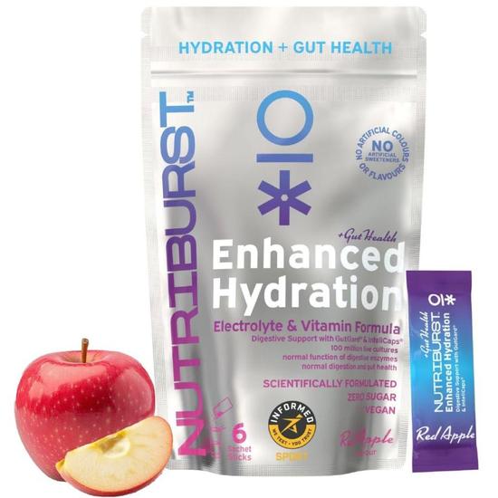 Nutriburst Enhanced Hydration + Gut Health Red Apple Flavour Sachets 6 Sachets