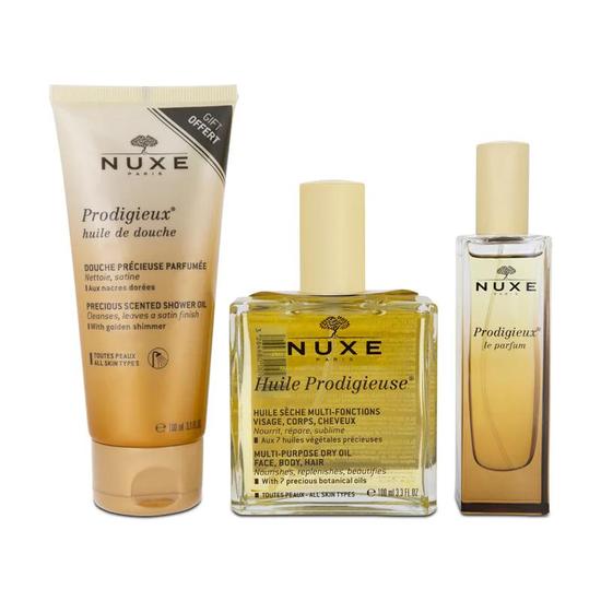 Nuxe Prodigieux Huile Prodigieuse Dry Oil + Shower Oil 100ml Eau De Parfum 30ml Set