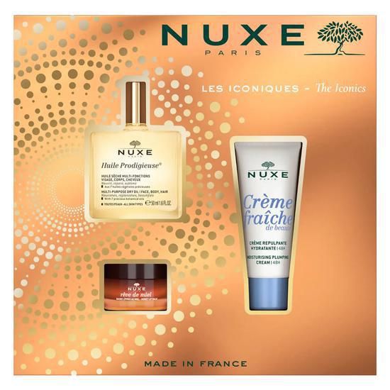 Nuxe The Iconics Gift Set Huile Prodigieuse + Plumping Cream + Lip Balm