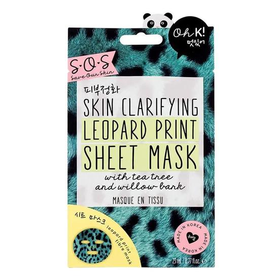 oh k! sos skin clarifying leopard sheet mask