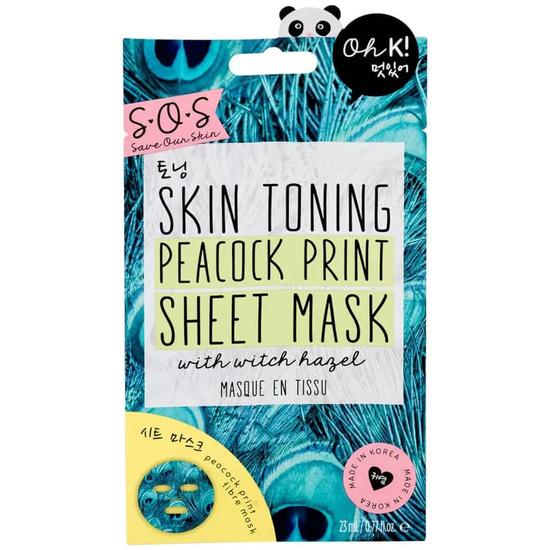 Oh k! SOS Skin Toning Peacock Print Sheet Mask