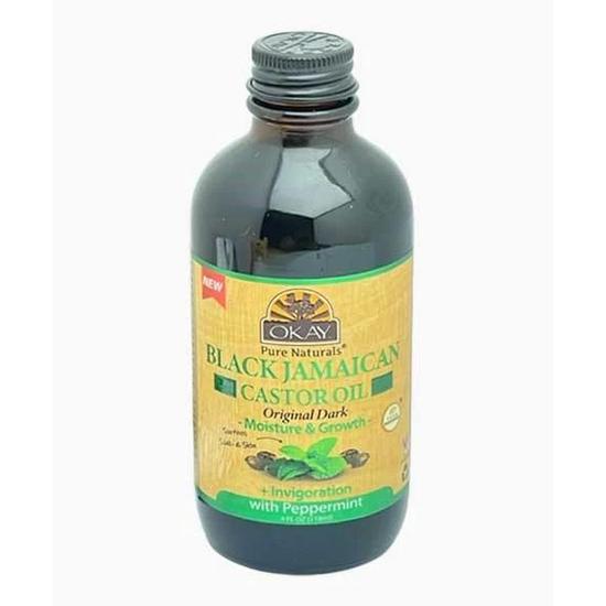 Okay Black Jamaican Original Dark Castor Oil With Peppermint