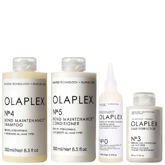 Olaplex Bundles Set: No.4 Shampoo 250ml, No.5 Conditioner 250ml, No.3 Treatment 100ml & No.0 Treatment 155ml