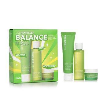 Ole Henriksen Balance It All Oil Control & Pore-Refining Set: Cleanser 60ml + Toner 65ml + Moisturiser 15ml 3pcs