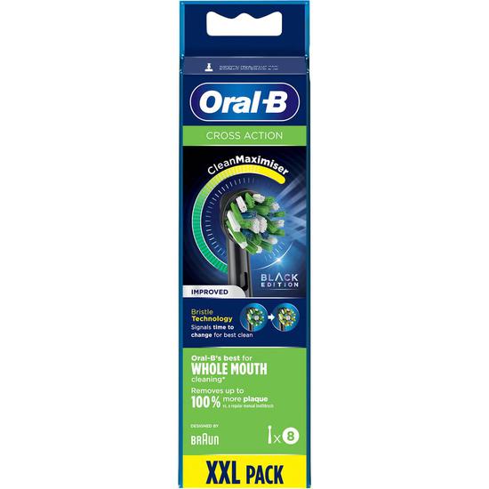 Oral B Cross Action Black Power Toothbrush Refill Heads 8 Pack