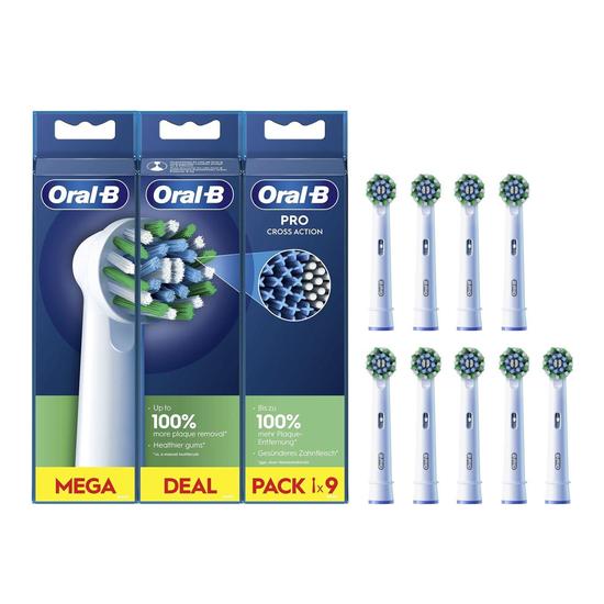 Oral B Pro Cross Action Replacement Head Electric Toothbrush x9
