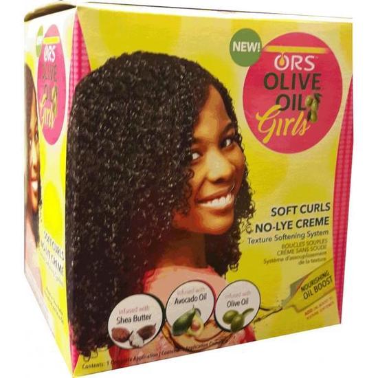 ORS Olive Oil Girls Soft Curls No-lye Creme Texture Softening System 1app