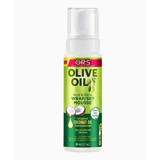 ORS Olive Oil Hold & Shine Wrap Set Mousse Infused With Coconut Oil 207ml