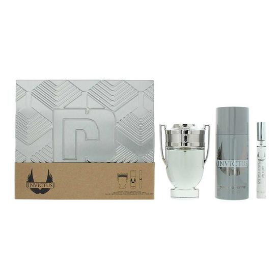 Paco Rabanne Invictus Eau De Toilette 100ml, 10ml + Deodorant Spray Gift Set Him