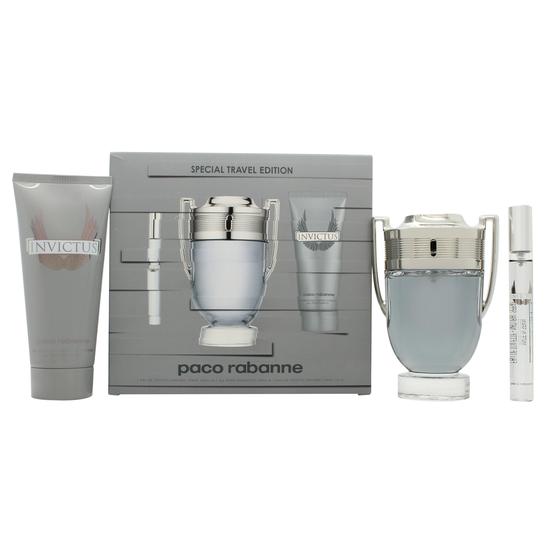 Paco Rabanne Invictus Gift Set 100ml Eau De Toilette + 100ml Shower Gel + Mini 10ml Eau De Toilette