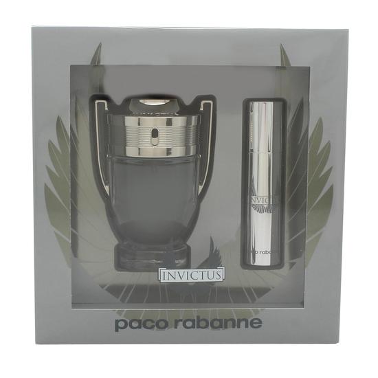 Paco Rabanne Invictus Gift Set 50ml Eau De Toilette + 10ml Eau De Toilette Travel Spray