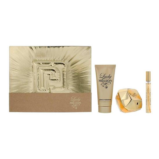 Paco Rabanne Lady Million Eau De Parfum 80ml, 10ml + Body Lotion Gift Set Her