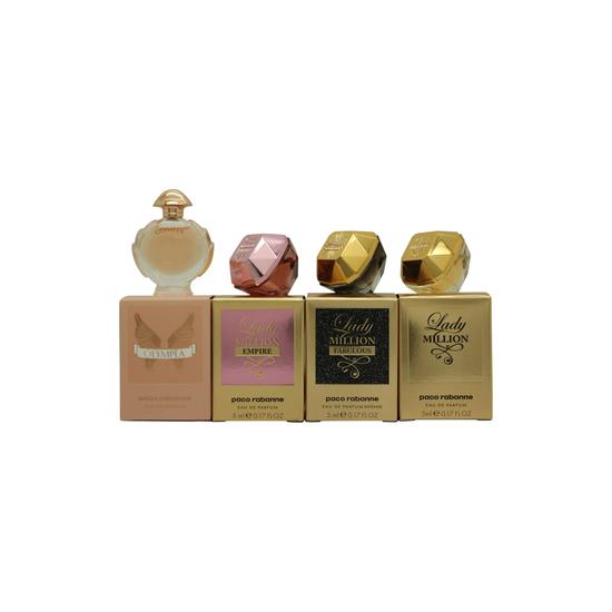 Paco Rabanne Miniatures Gift Set 5ml Lady Million Eau De Parfum + 5ml Lady Million Empire Eau De Parfum + 5ml Lady Million Fabulous Eau De Parfum + 6ml Olympea Eau De Parfum