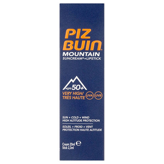 Piz Buin Mountain Sun Cream & Lipstick Very High SPF50+ 20ml