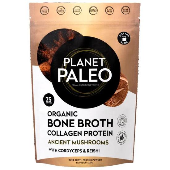 Planet Paleo Organic Bone Broth Collagen Protein Ancient Mushrooms 225g