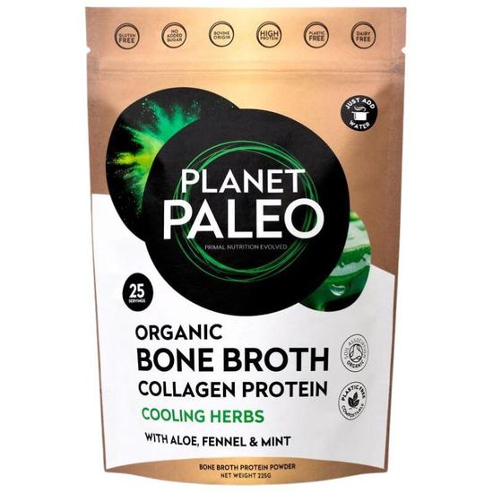 Planet Paleo Organic Bone Broth Collagen Protein Cooling Herbs 225g
