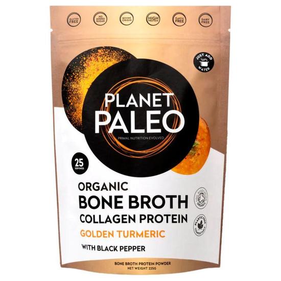 Planet Paleo Organic Bone Broth Collagen Protein Golden Turmeric 225g