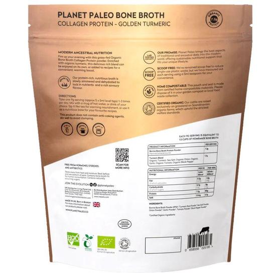 Planet Paleo Organic Bone Broth Collagen Protein Golden Turmeric