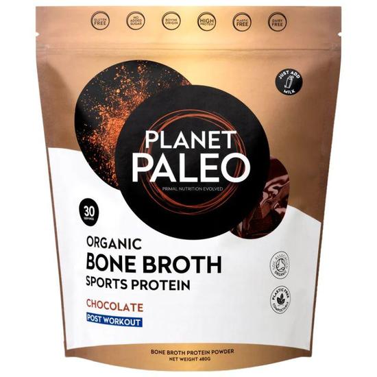 Planet Paleo Organic Bone Broth Sports Protein Chocolate 480g