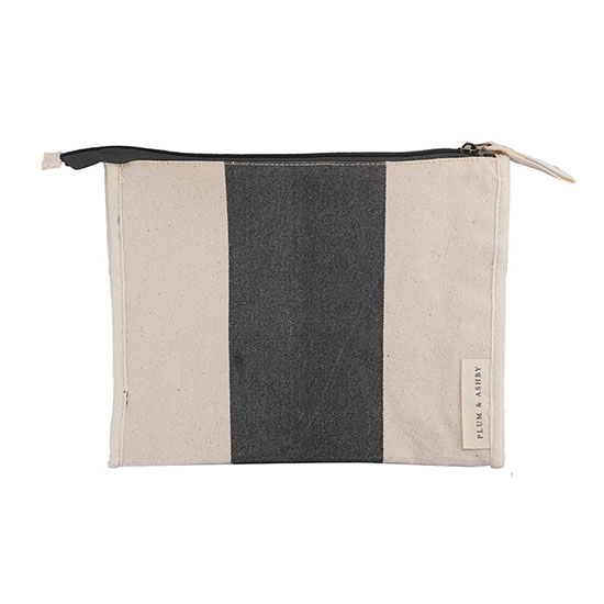 Plum & Ashby Charcoal Stripe Large Wash Bag