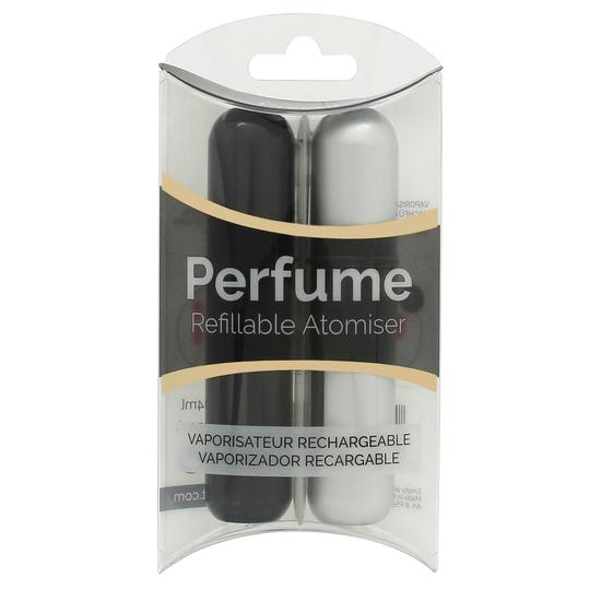 Pressit Refillable Perfume Atomiser Duo Pack Black & Silver