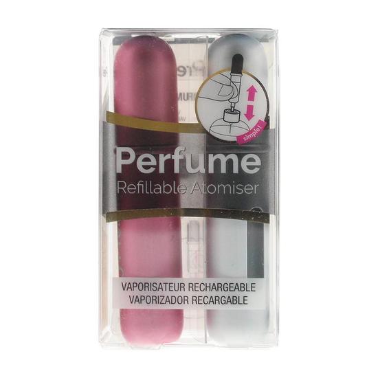 Pressit Twin Pack Refillable Perfume Bottles - Pink & Silver 8ml