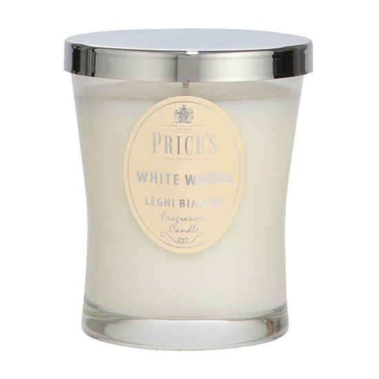 Price's White Woods Medium Signature Candle