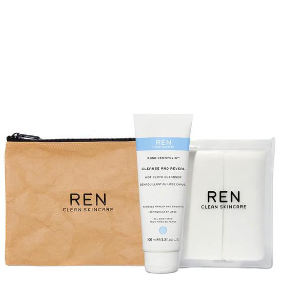 REN Rosa Centifolia Cleanse & Reveal Hot Cloth Cleanser Set