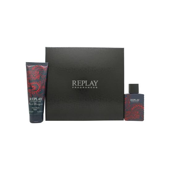 Replay Signature Red Dragon Gift Set 50ml Eau De Toilette + 100ml Aftershave