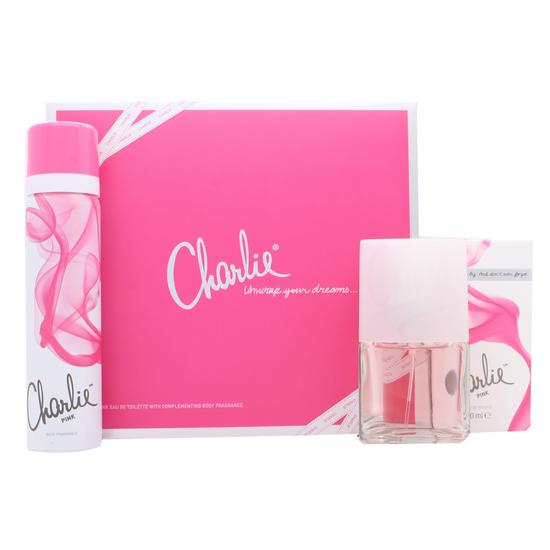 Revlon Charlie Pink Gift Set 30ml Eau De Toilette Spray + 75ml Body Spray