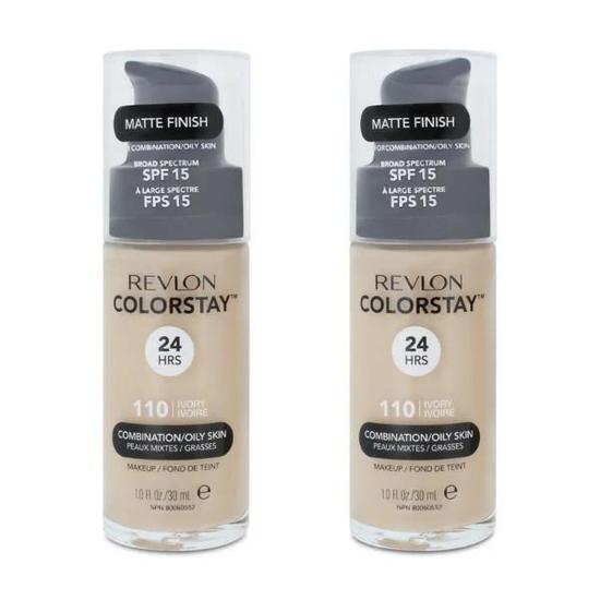 Revlon Colourstay Makeup Matte Finish Foundation 110 Ivory 30ml x 2