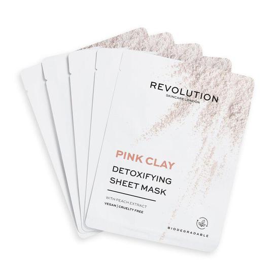 Revolution Skincare Biodegradable Detoxifying Pink Clay Sheet Mask x5